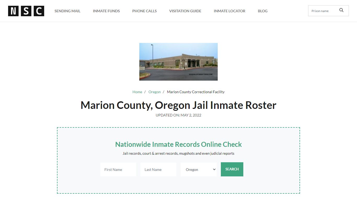 Marion County, Oregon Jail Inmate Roster