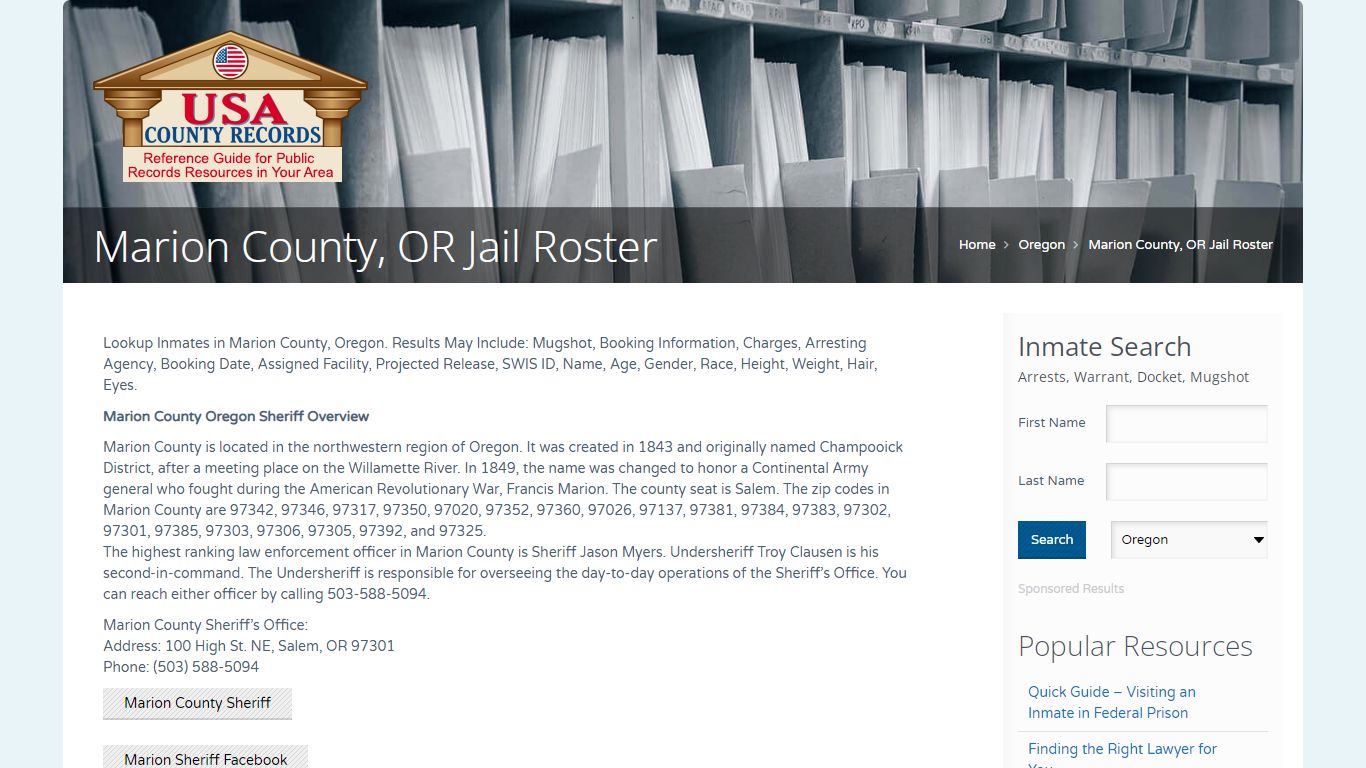 Marion County, OR Jail Roster | Name Search